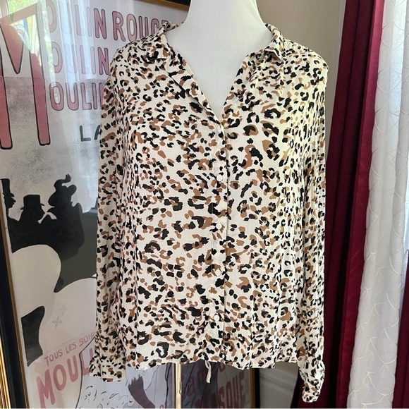 cloth & stone anthropology: Cream, Light Brown, Black Button Down Collared Top - Picture 1 of 10